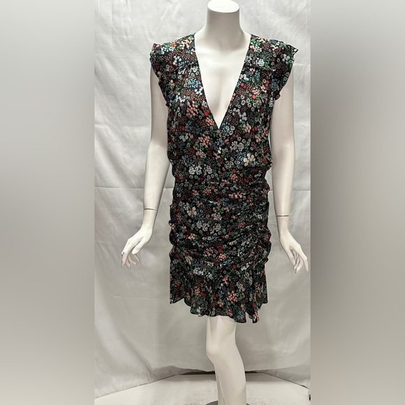 Veronica Beard Black Floral Print Silk Dress Size 8 - Picture 2 of 14